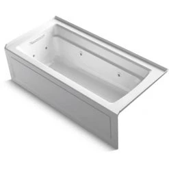 Kohler Archer 66" Three Wall Alcove Whirlpool Tub with Left Drain and Bask
