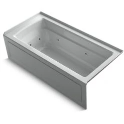 Kohler Archer 66" Three Wall Alcove Whirlpool Tub with Right Drain and Bask