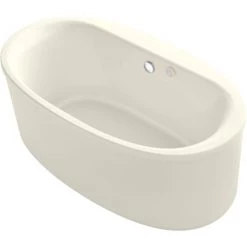Kohler Sunstruck 66" Free Standing Acrylic Air Tub with Center Drain and Overflow - Bask Heated Surface Technology