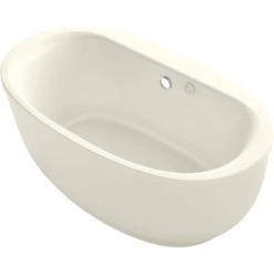 Kohler Sunstruck 66" Free Standing Acrylic Air Tub with Center Drain, Overflow, and Fluted Shroud - Bask Heated Surface Technology