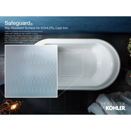 Kohler Artifacts 66" Free Standing Cast Iron Soaking Tub with Center Drain - Base Sold Separately - Image 3