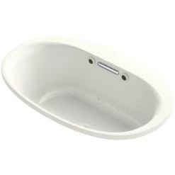 Kohler Underscore Oval 60" Drop In Acrylic Air Tub with Center Drain and Overflow