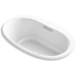 Kohler Underscore 60" Drop-In Soaking Bathtub with Center Drain, VibrAcoustic and Bask Heating Technology