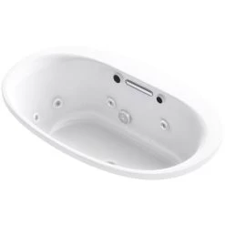 Kohler Underscore Oval 60" Drop In Acrylic Air / Whirlpool Tub with Center Drain and Overflow