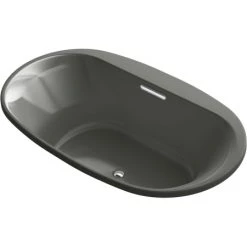 Kohler Underscore 66" Drop In or Undermount Acrylic Soaking Tub with Center Drain, VibrAcoustic, and Bask Heating Technology
