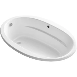 Kohler Sunward 66" Drop In Acrylic Soaking Tub with Reversible Drain and Overflow - Bask Heating Technology