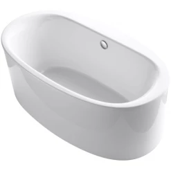 Kohler Sunstruck 66" Free Standing Bath Tub with Straight Shroud, Lumbar Support, and Center Drain