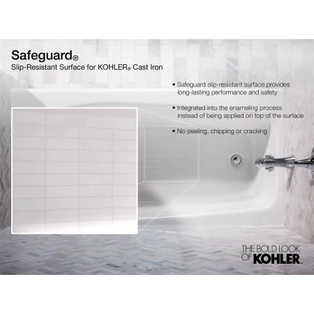 Kohler Villager Collection 60" Cast Iron Soaking Bathtub for Three Wall Alcove Installations with Right Hand Drain - Image 5