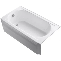 Kohler Memoirs Collection 60" Three Wall Alcove BubbleMassage Bath Tub with Left Hand Drain and White Airjet Color Finish