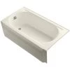 Kohler Memoirs Collection 60" Three Wall Alcove BubbleMassage Bath Tub with Left Hand Drain and Biscuit Airjet Color Finish