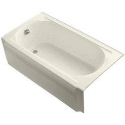 Kohler Memoirs Collection 60" Three Wall Alcove BubbleMassage Bath Tub with Left Hand Drain and Biscuit Airjet Color Finish