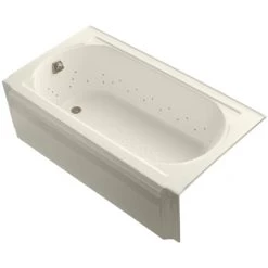Kohler Memoirs Collection 60" Three Wall Alcove BubbleMassage Bath Tub with Left Hand Drain and Vibrant Brushed Nickel Airjet Color Finish