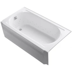 Kohler Memoirs Collection 60" Three Wall Alcove BubbleMassage Bath Tub with Left Hand Drain and Polished Chrome Airjet Color Finish