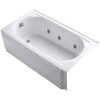 Kohler Memoirs Collection 60" Three Wall Alcove Jetted Whirlpool Bath Tub with Left Side Drain