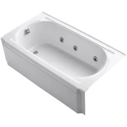 Kohler Memoirs Collection 60" Three Wall Alcove Jetted Whirlpool Bath Tub with Left Side Drain