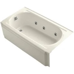 Kohler Memoirs Collection 60" Three Wall Alcove Jetted Whirlpool Bath Tub with Left Side Drain