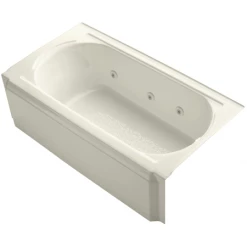 Kohler Memoirs Collection 60" Three Wall Alcove Jetted Whirlpool Bath Tub with Right Side Drain