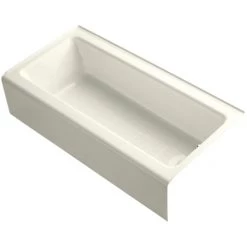 Kohler Bellwether Bath Tub 60" L x 30 1/4" W Cast Iron Soaking for Three Wall Alcove Installations with Integral Apron and Right Drain