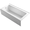 Kohler Bellwether Bath Tub 66" L x 32" W Cast Iron Soaking for Three Wall Alcove Installations with Integral Apron and Left Drain