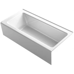 Kohler Bellwether Bath Tub 66" L x 32" W Cast Iron Soaking for Three Wall Alcove Installations with Integral Apron and Right Drain