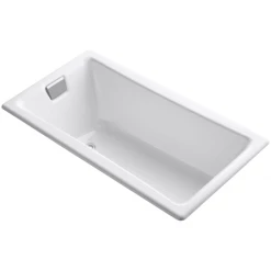 Kohler Tea-For-Two 60" Drop In/Three Wall Alcove/Undermount Cast Iron Soaking Tub with Reversible Drain and Overflow