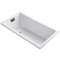 Kohler Tea-For-Two 60" Drop In Cast Iron Air Tub with Reversible Drain and Overflow