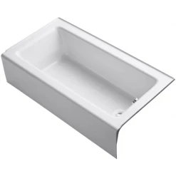 Kohler Bellwether Collection 60" Three Wall Alcove Cast Iron Soaking Bath Tub with Integral Apron and Right Hand Drain