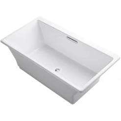 Kohler Reve 66" Free Standing Cast Iron Soaking Bath Tub with Brilliant Blanc Base