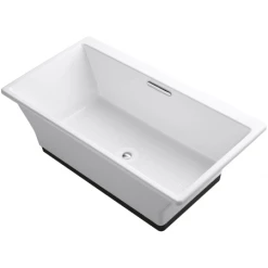 Kohler Reve 66" Free Standing Cast Iron Soaking Bath Tub with Brilliant Ash Base
