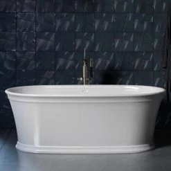 Kohler Memoirs 66" Freestanding Soaking Bathtub with Margaux Floor Mount Tub Filler and Center Drain